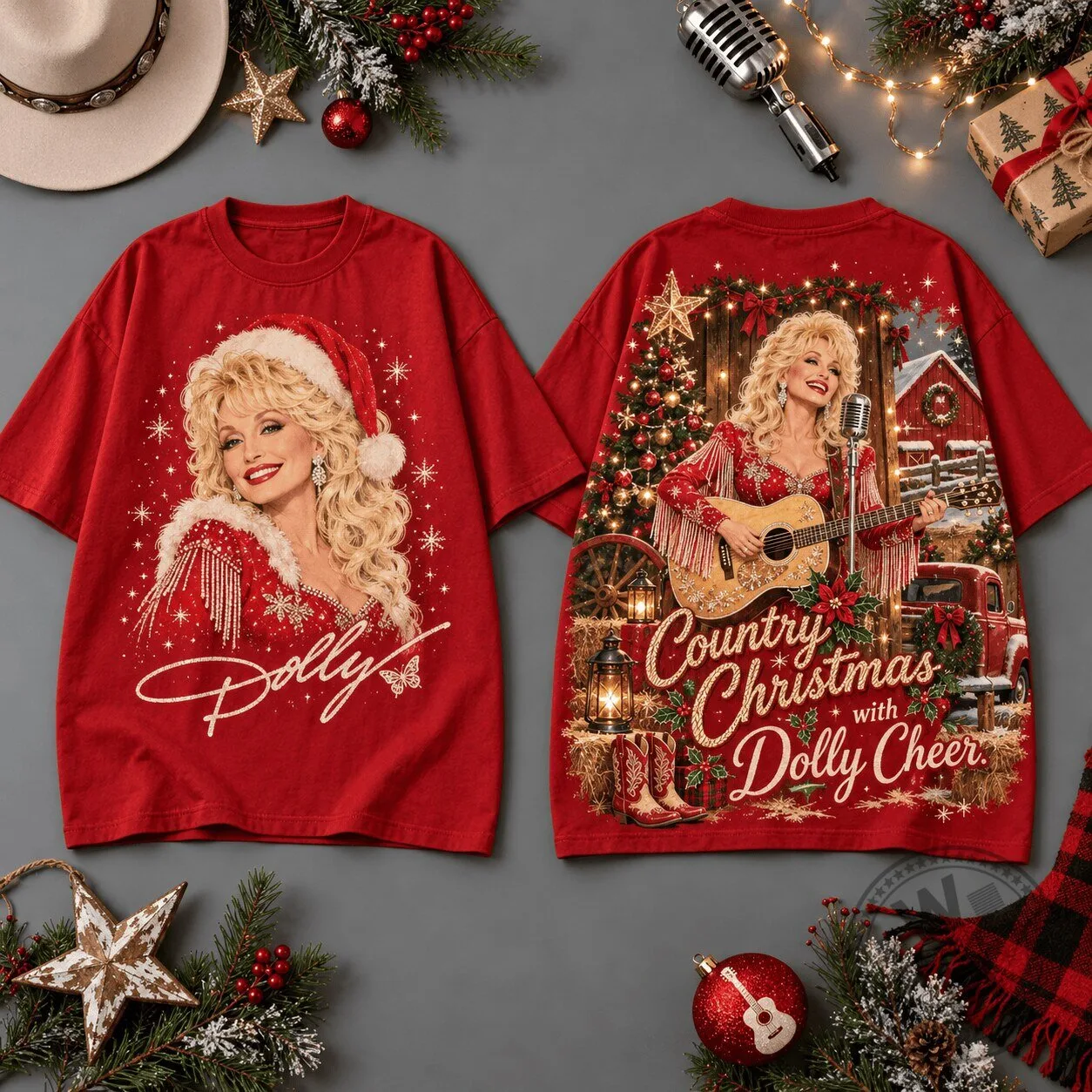 Dolly Parton Country Christmas Cheer All-Over Print T-Shirt
