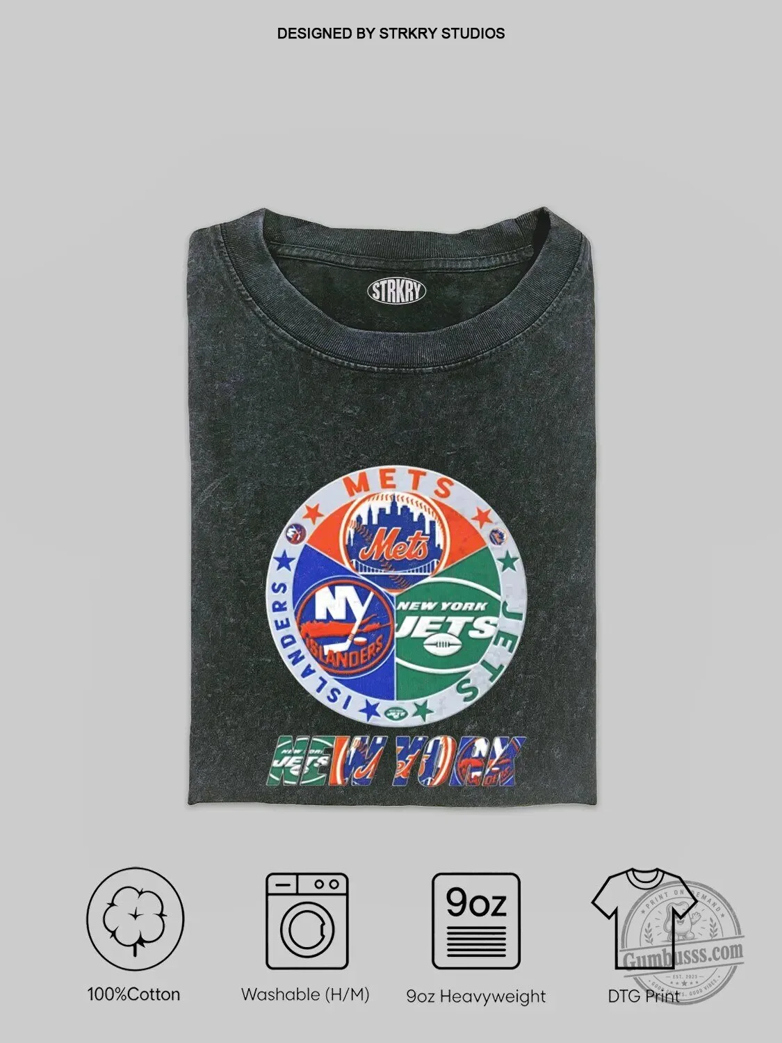 New York Mets Islanders Jets Sports Teams Logo Black T-Shirt 1 New York Mets Islanders Jets Sports Teams Logo Black T-Shirt