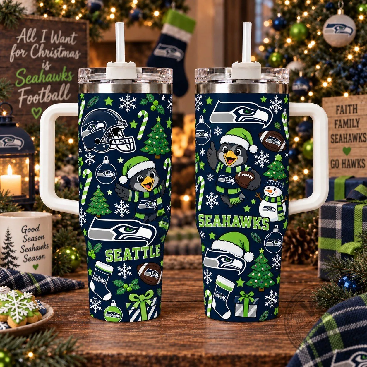 Seattle Seahawks Christmas Holiday Football Team 40oz Stainless Steel Tumbler 1 Seattle Seahawks Christmas Holiday Football Team 40oz Stainless Steel Tumbler
