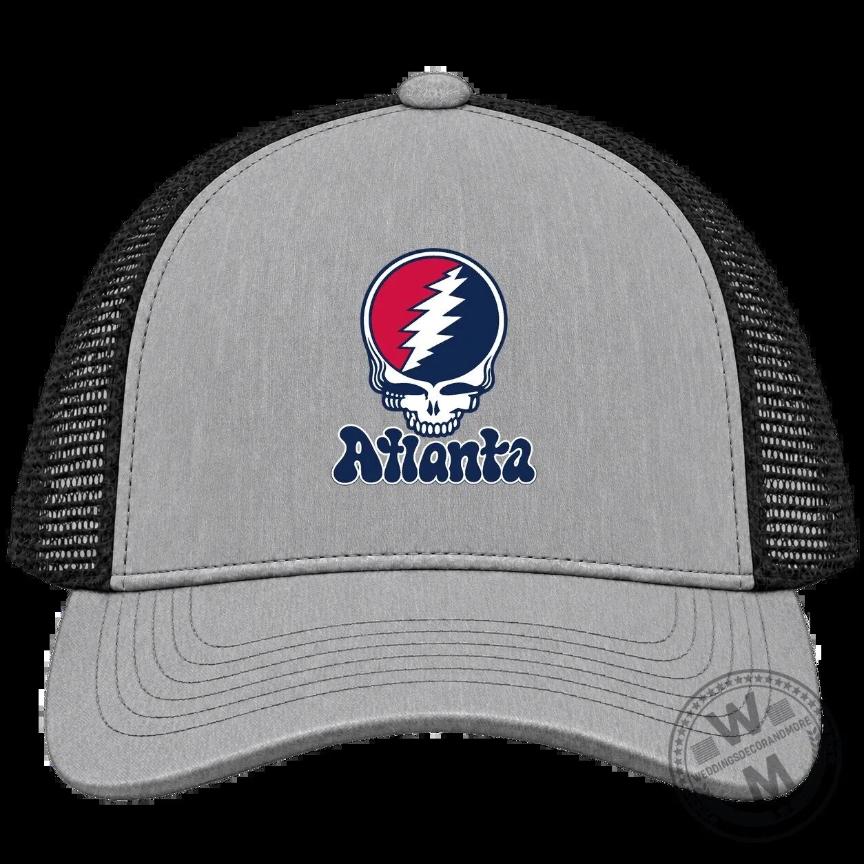 Atlanta Baseball Grateful Dead Stealie Skull Trucker Hat 5 Atlanta Baseball Grateful Dead Stealie Skull Trucker Hat
