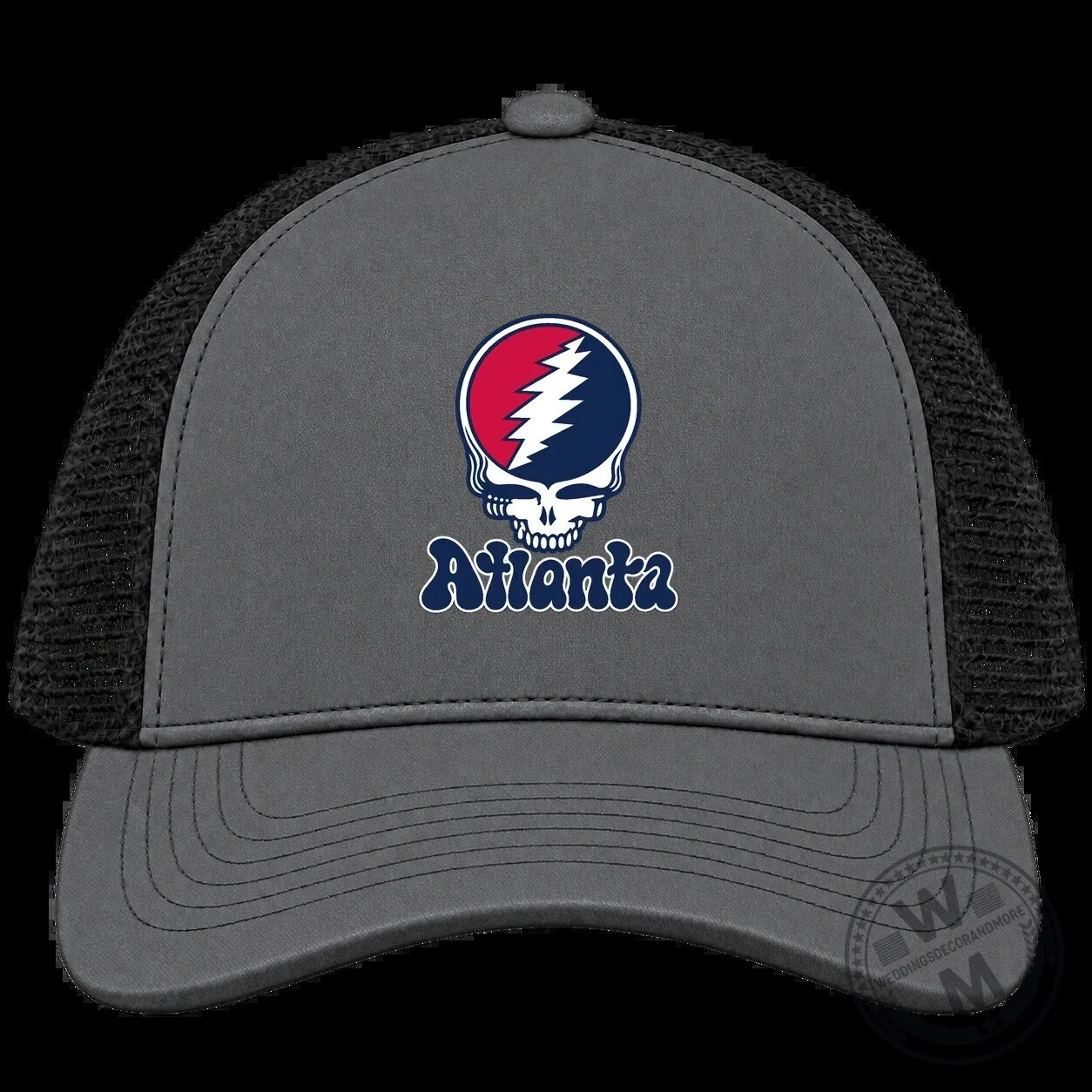 Atlanta Baseball Grateful Dead Stealie Skull Trucker Hat 6 Atlanta Baseball Grateful Dead Stealie Skull Trucker Hat