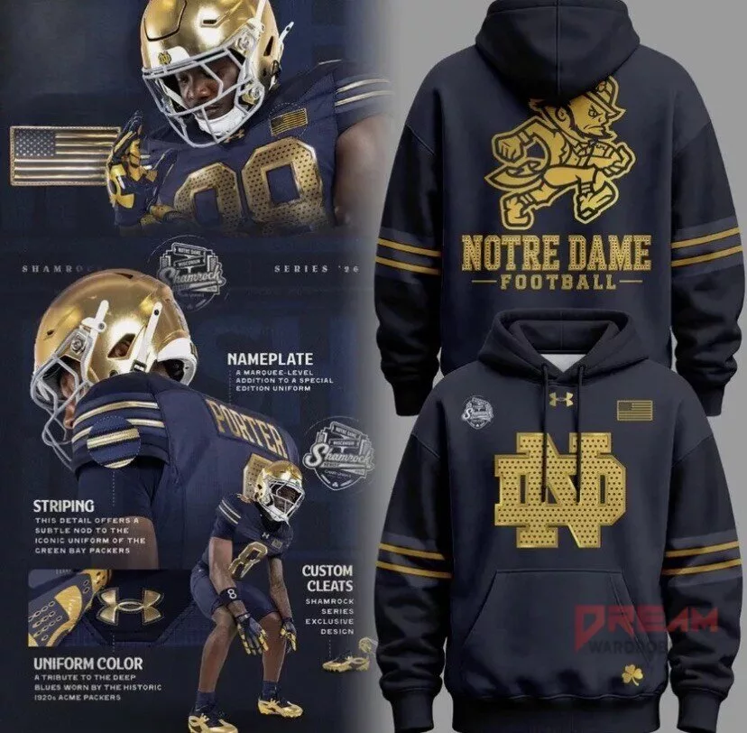 Notre Dame 2026 Shamrock Series 3D Hoodie Notre Dame 2026 Shamrock Series 3D Hoodie