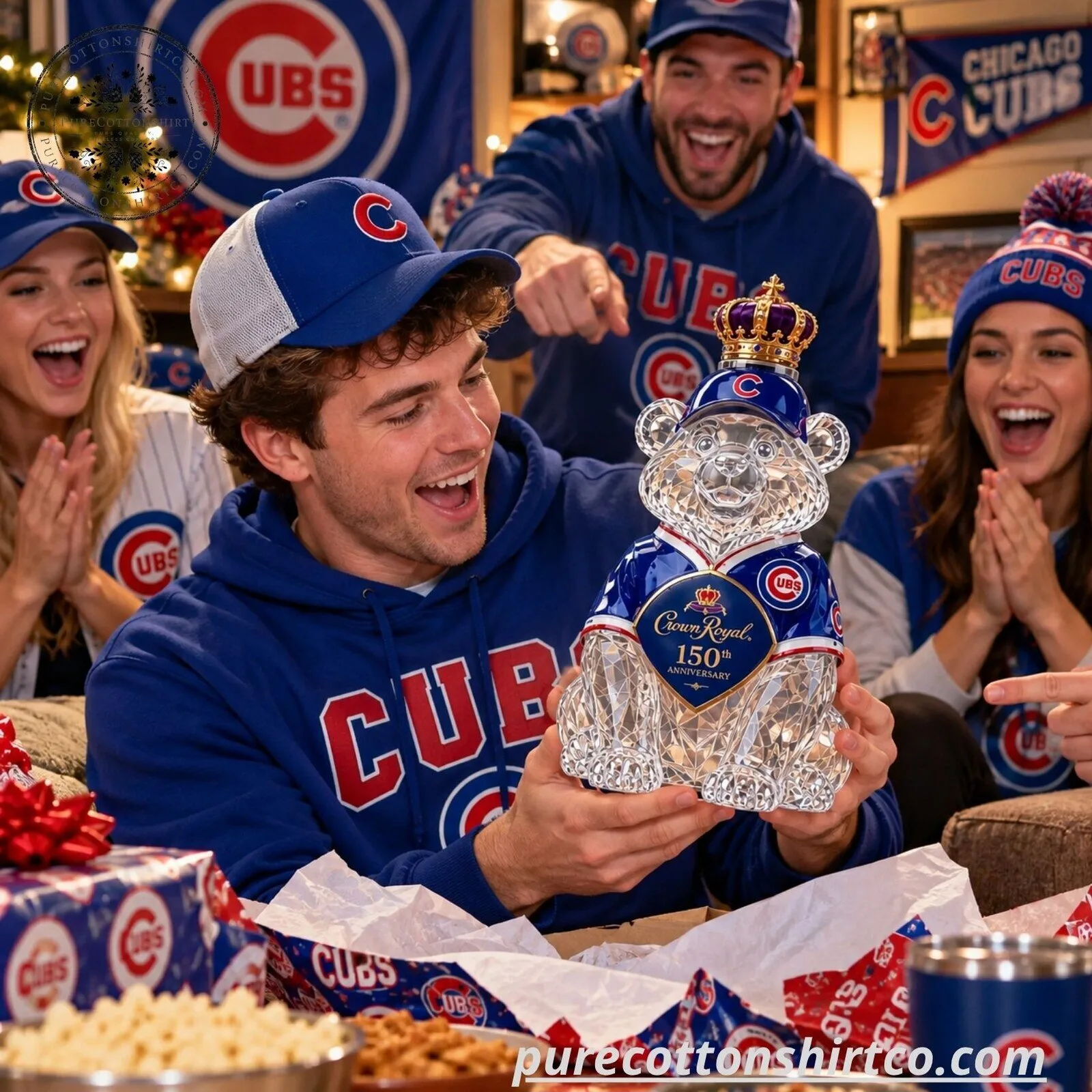 Chicago Cubs Bear Mascot Shaped Crystal Glass Whiskey Decanter - 1876-2026 Edition 10 Chicago Cubs Bear Mascot Shaped Crystal Glass Whiskey Decanter - 1876-2026 Edition
