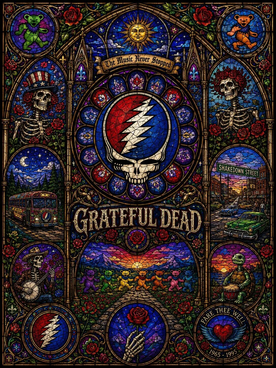Grateful Dead Steal Your Face Stained Glass Art Sherpa Fleece Blanket 11 Grateful Dead Steal Your Face Stained Glass Art Sherpa Fleece Blanket