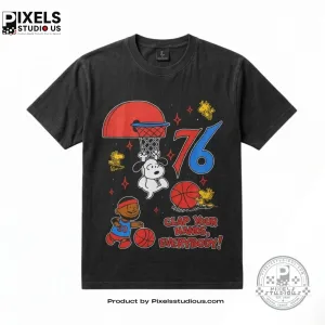 Philadelphia 76ers NBA Clap Your Hands Everybody Cartoon Dog Basketball Shirt