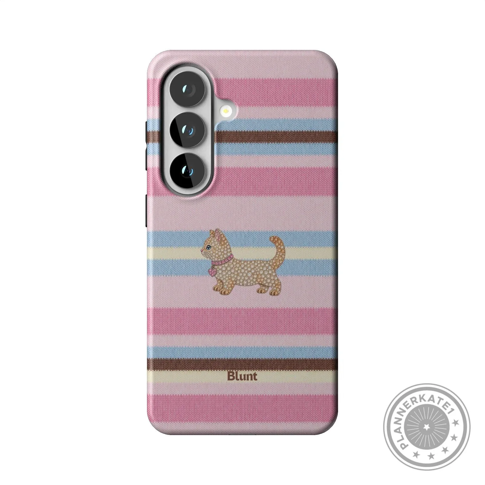 Cute Kitten Pink Striped Samsung Galaxy Phone Case