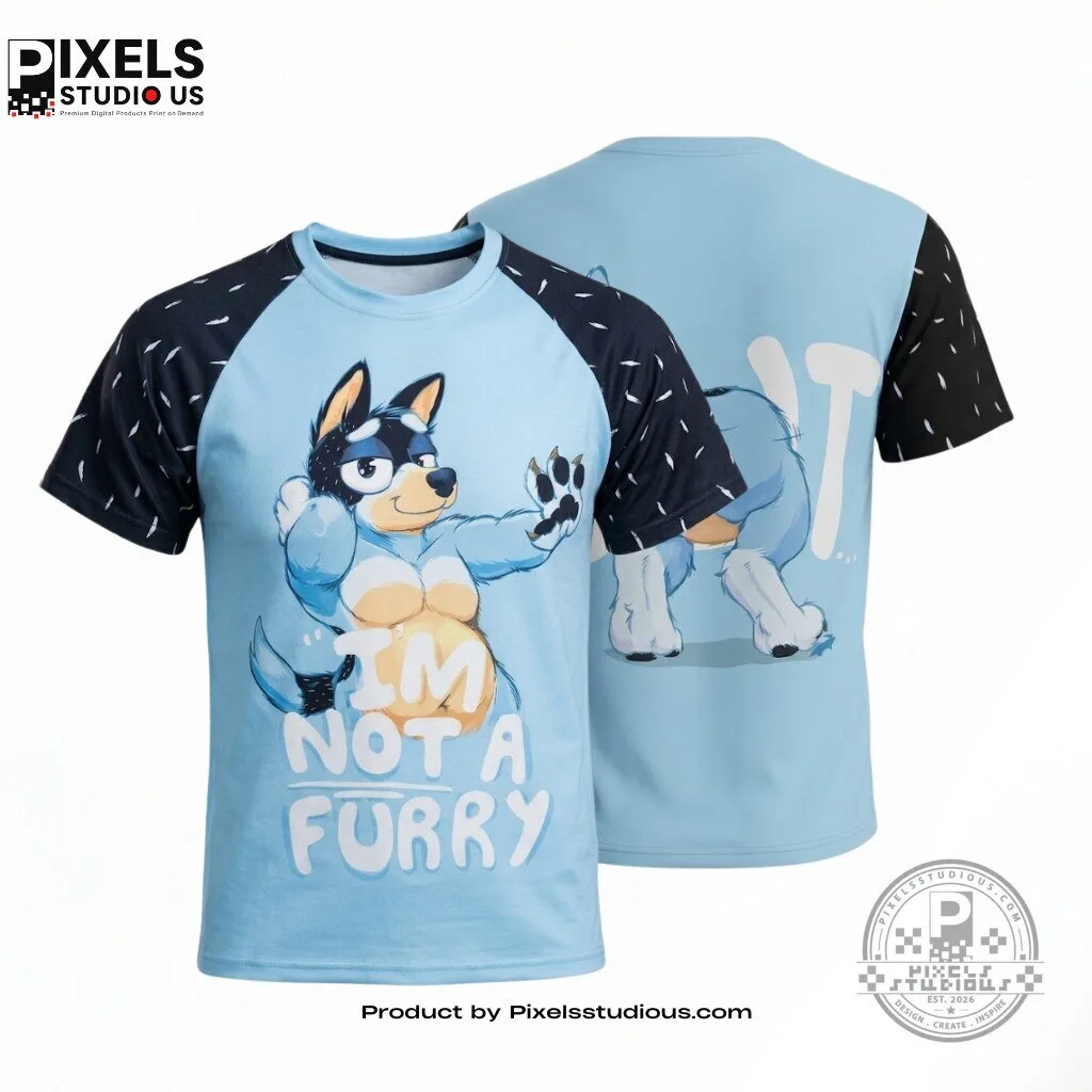 I'm Not A Furry Bluey Muscular Bandit Raglan Shirt