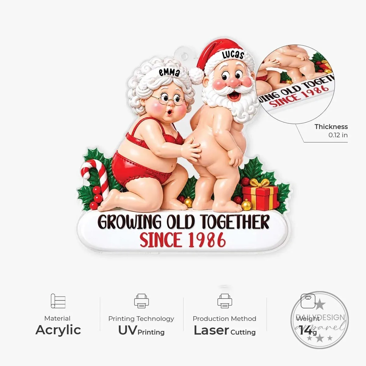 Personalized Naughty Santa Couple Christmas Tree Ornament 8 Personalized Naughty Santa Couple Christmas Tree Ornament