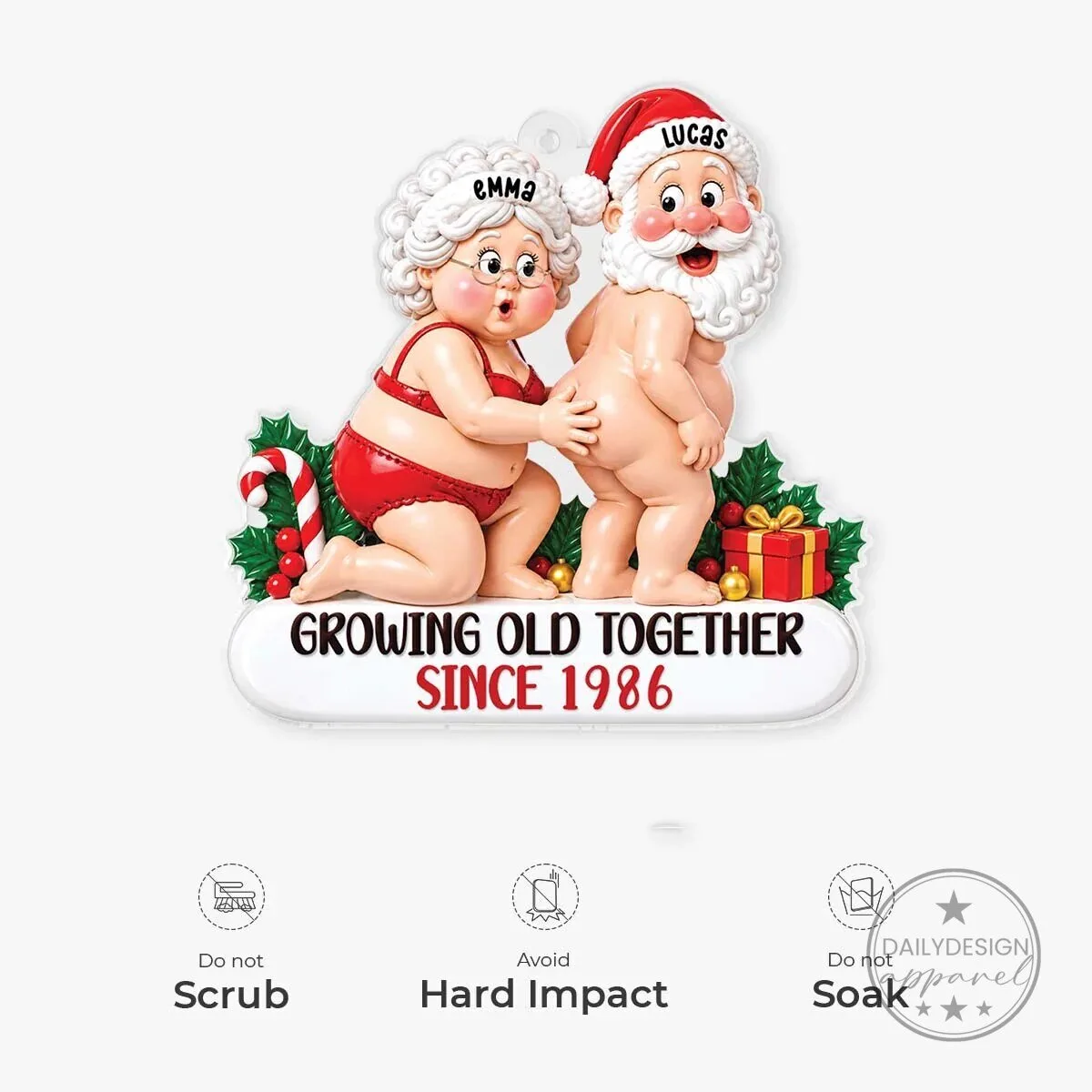 Personalized Naughty Santa Couple Christmas Tree Ornament 10 Personalized Naughty Santa Couple Christmas Tree Ornament