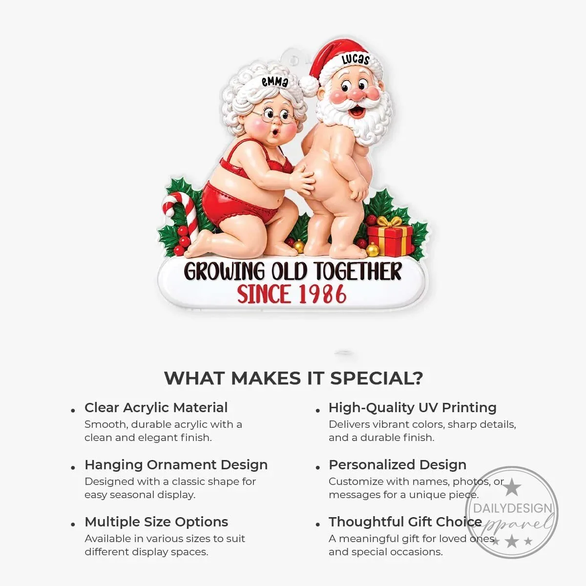 Personalized Naughty Santa Couple Christmas Tree Ornament 11 Personalized Naughty Santa Couple Christmas Tree Ornament