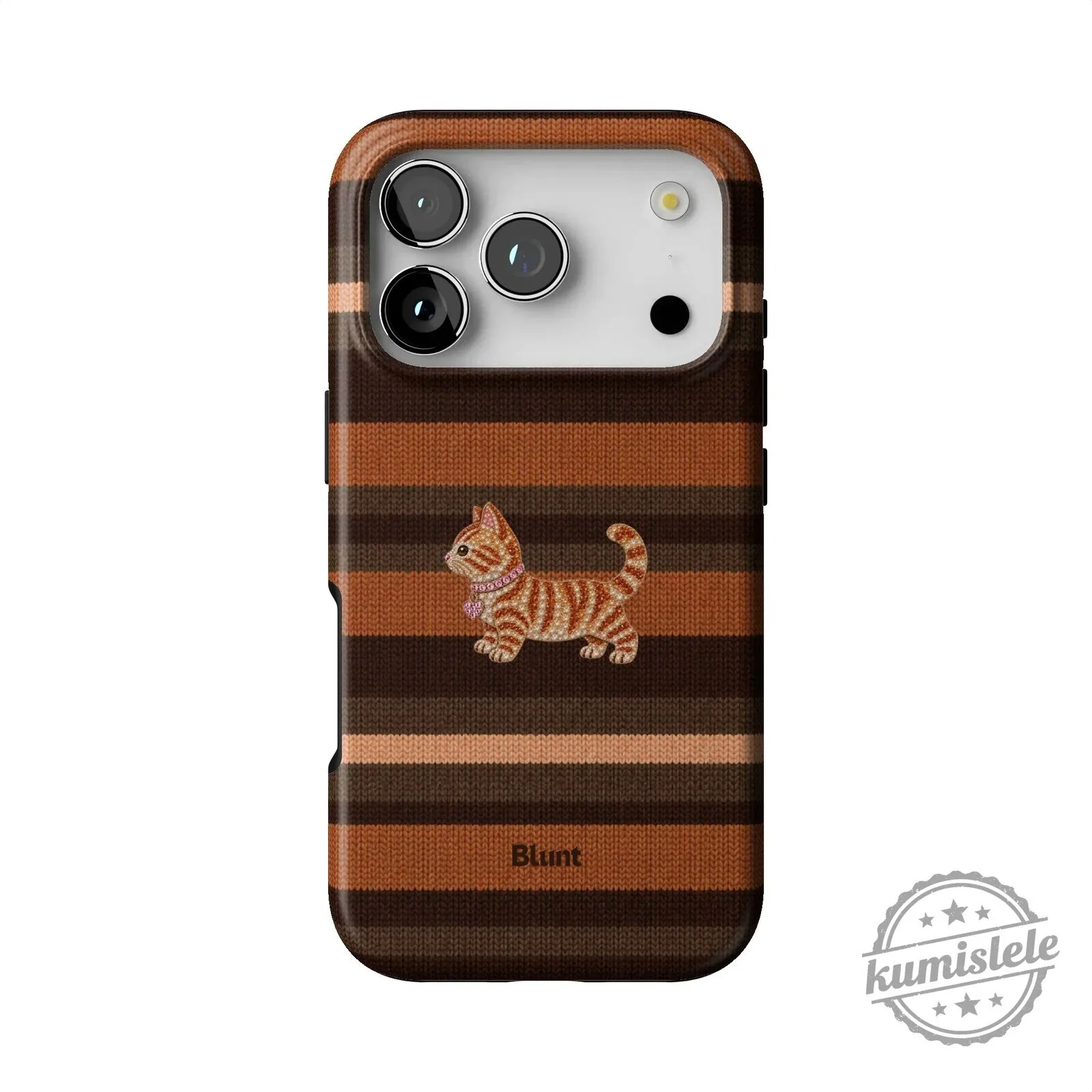 Cute Orange Tabby Cat Knit Pattern iPhone Case for Apple Smartphone Protection