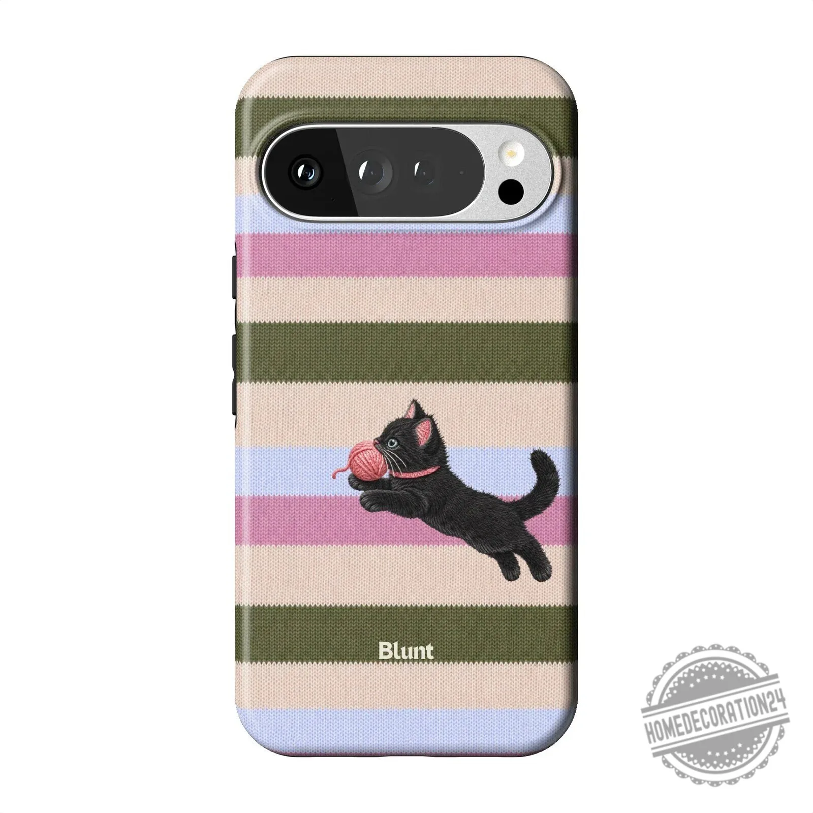 Striped Pattern Phone Case Featuring a Playful Black Kitten and Yarn Ball 15 Striped Pattern Phone Case Featuring a Playful Black Kitten and Yarn Ball