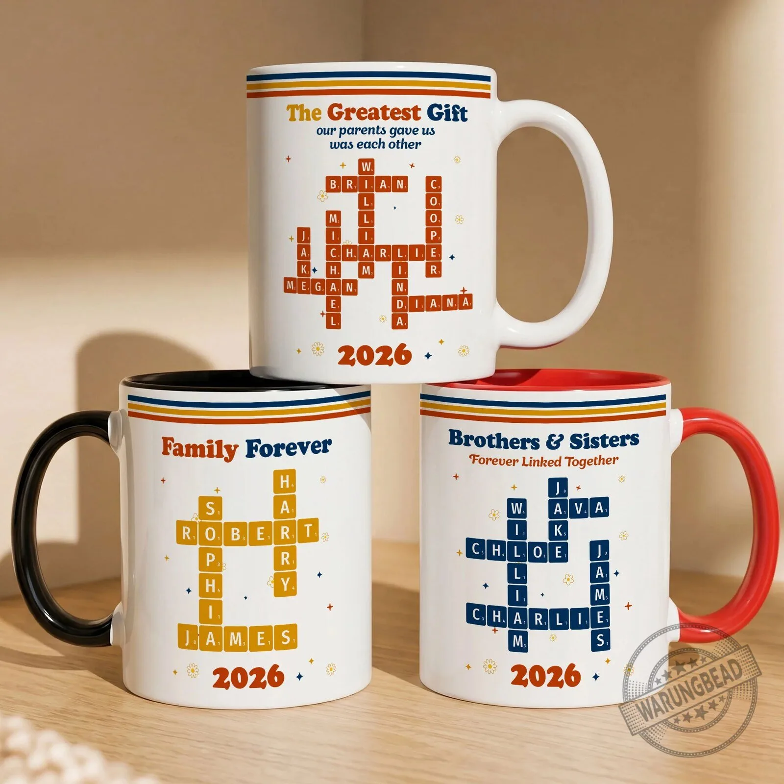 Personalized Scrabble Family Names Custom Ceramic Coffee Mug