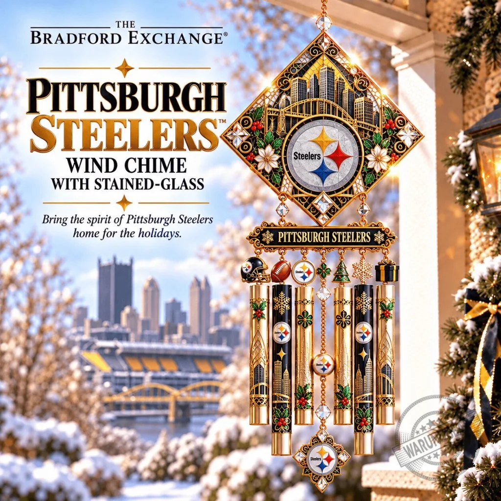Pittsburgh Steelers NFL Football Stained Glass Christmas Holiday Wind Chime Pittsburgh Steelers NFL Football Stained Glass Christmas Holiday Wind Chime