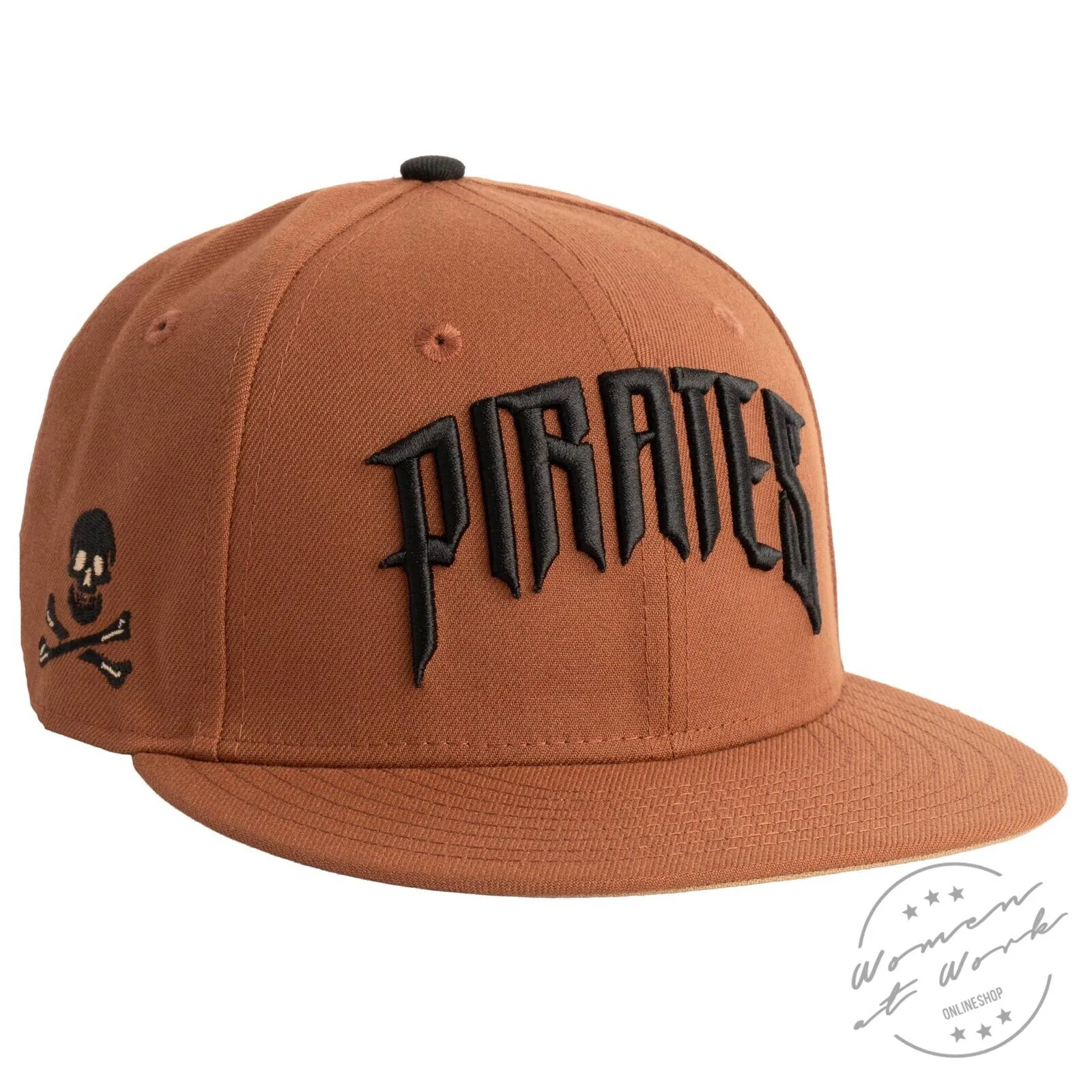 Pittsburgh Pirates Brown Embroidered Skull and Crossbones Baseball Cap Hat