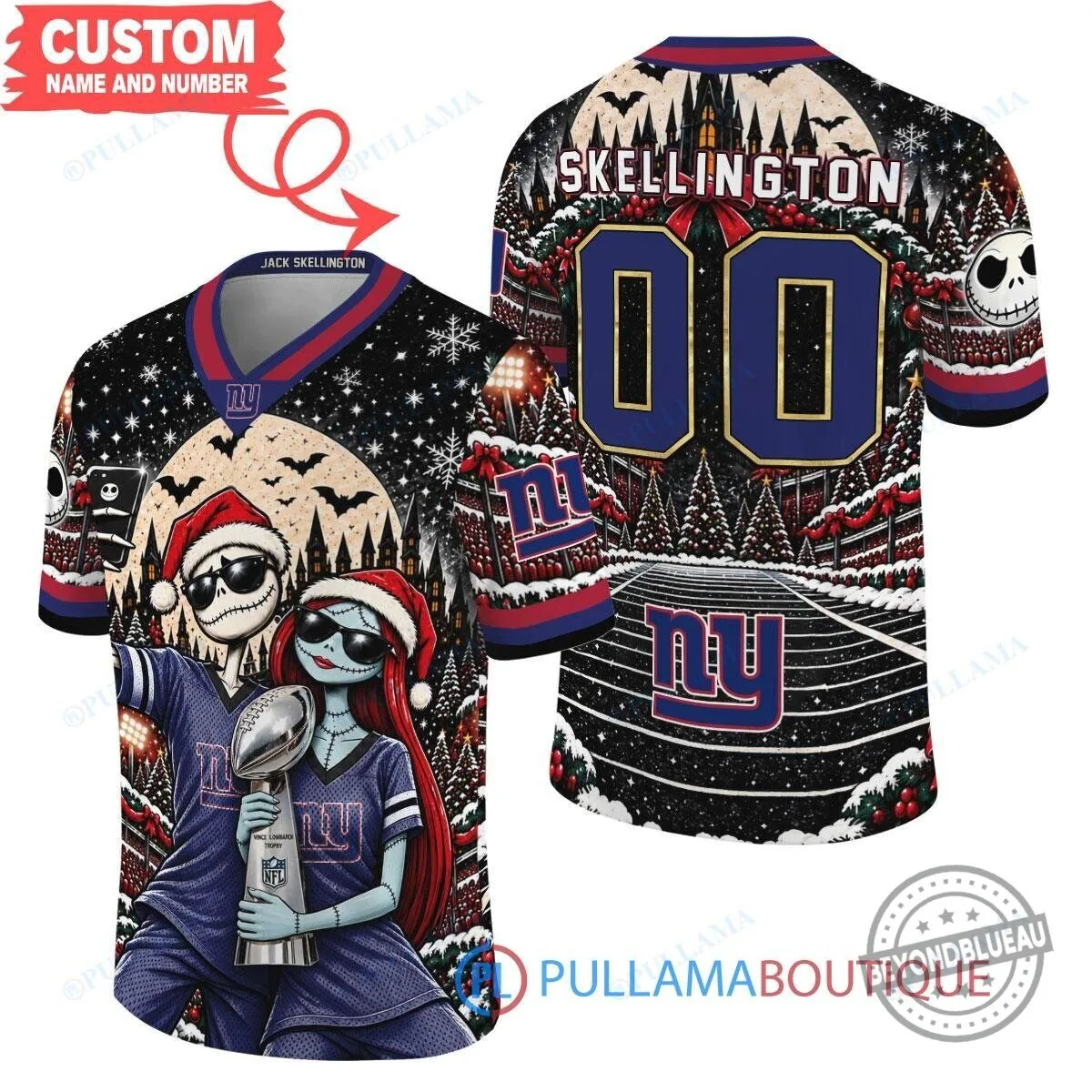 New York Giants Jack Skellington And Sally Nightmare Before Christmas Football Jersey