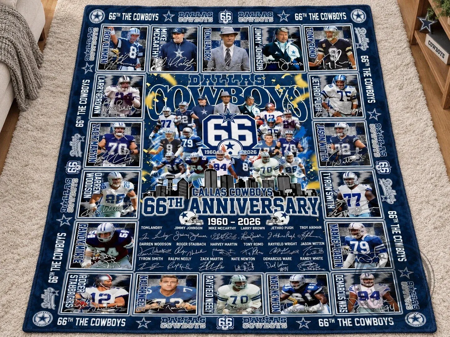 Dallas Cowboys 66th Anniversary NFL Football Team Commemorative Blanket