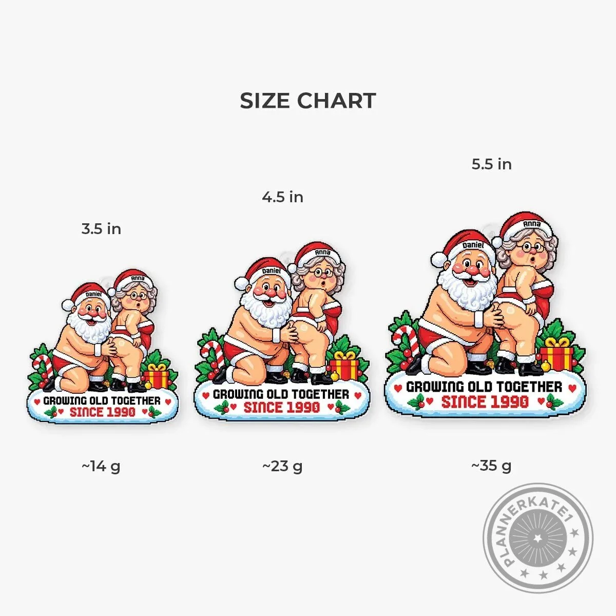 Personalized Pixel Art Santa and Mrs. Claus Christmas Ornament for Couples 9 Personalized Pixel Art Santa and Mrs. Claus Christmas Ornament for Couples