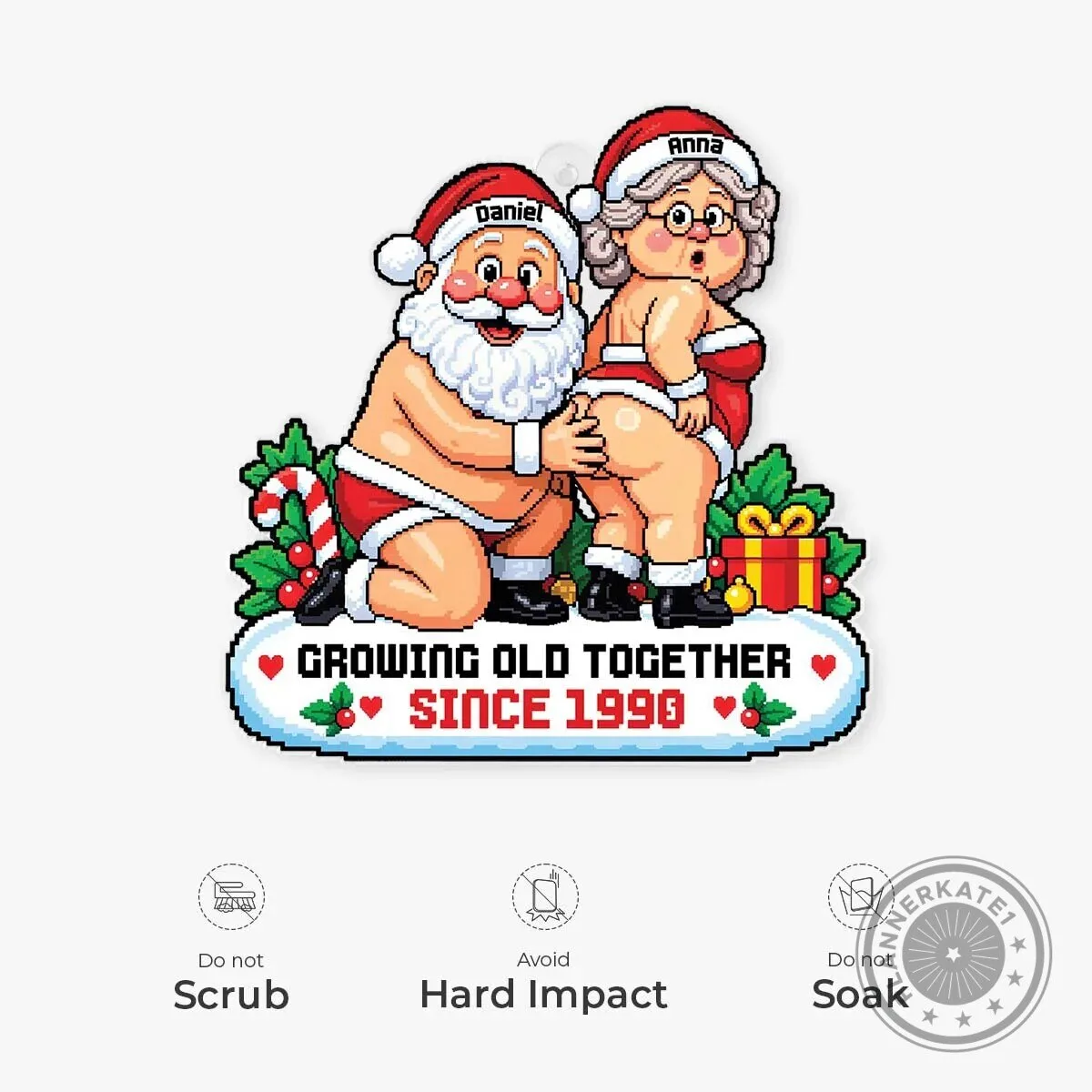 Personalized Pixel Art Santa and Mrs. Claus Christmas Ornament for Couples 10 Personalized Pixel Art Santa and Mrs. Claus Christmas Ornament for Couples