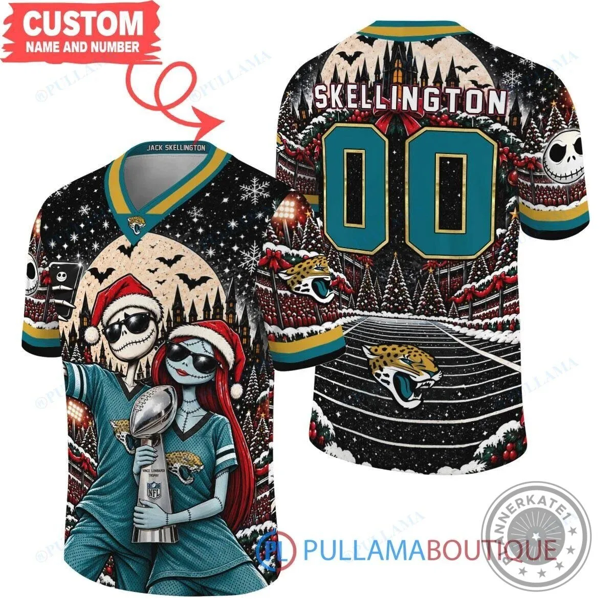 Jacksonville Jaguars Jack Skellington Sally Super Bowl Championship Football Jersey