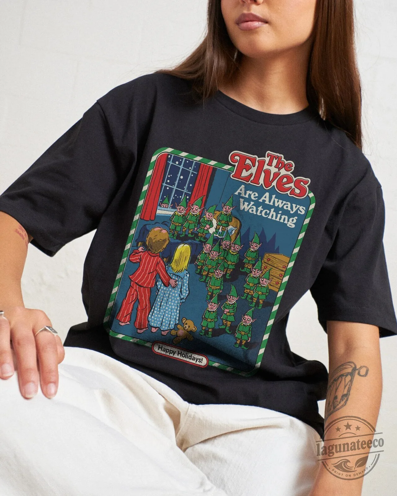 The Elves Are Always Watching Funny Christmas Holiday T-Shirt