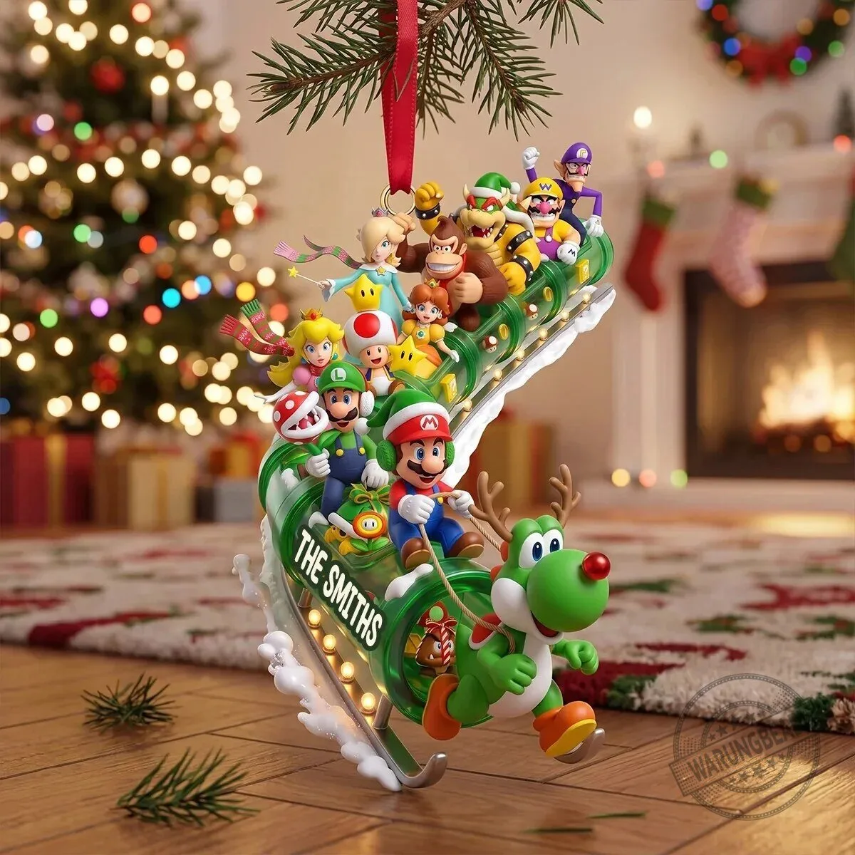 Super Mario Brothers Sleigh Ride Christmas Tree Holiday Ornament