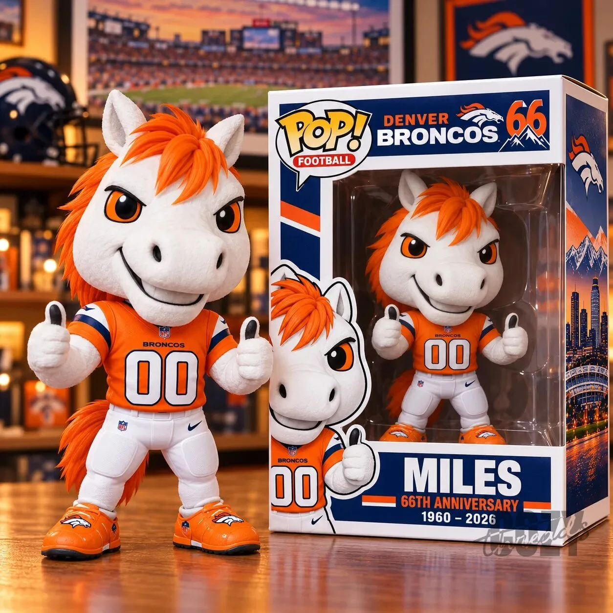 Denver Broncos Miles Mascot Funko Pop Football Collectible Figurine