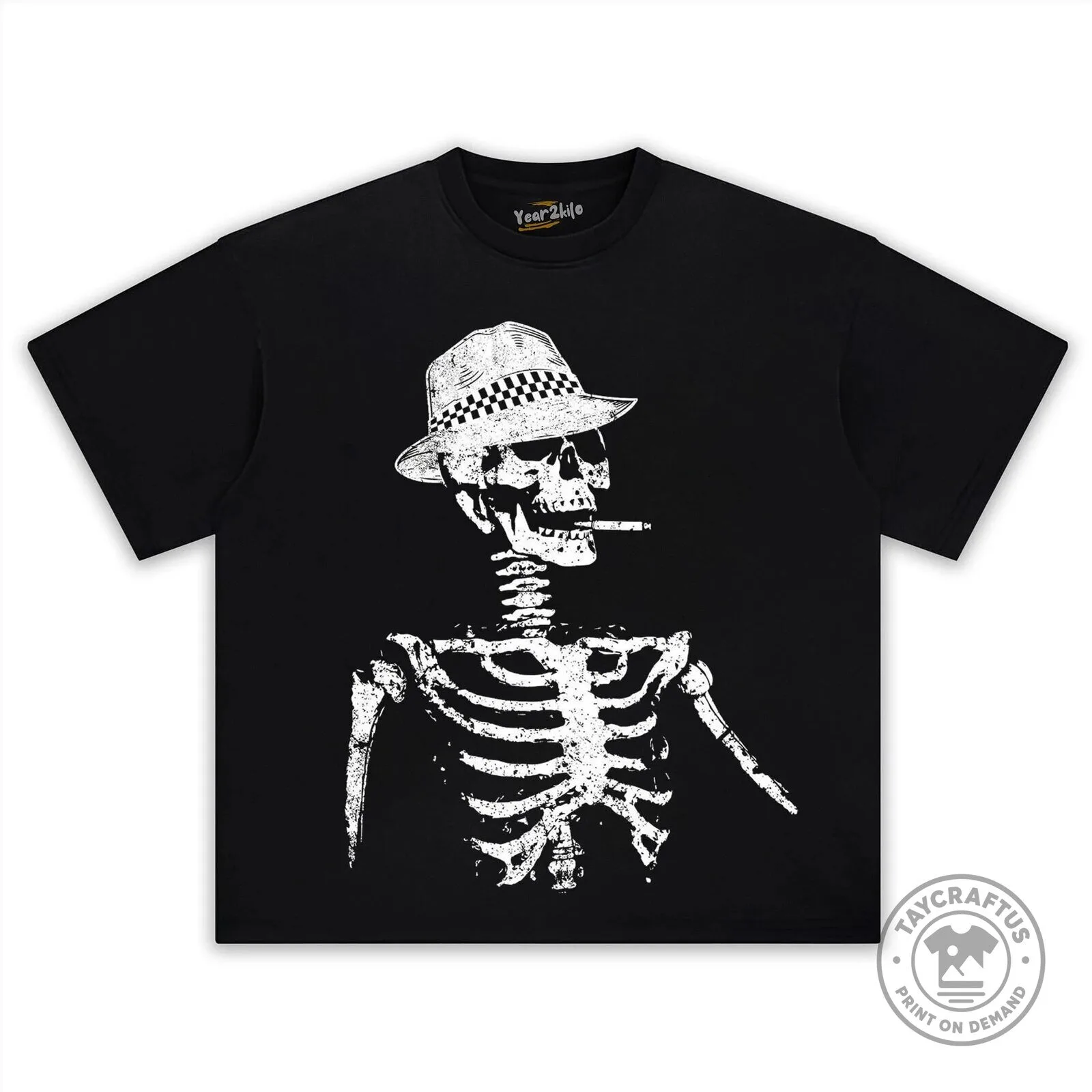 Horrible Skull Skeleton Smoking Cigarette with Hat Graphic Black T-Shirt 7 Horrible Skull Skeleton Smoking Cigarette with Hat Graphic Black T-Shirt