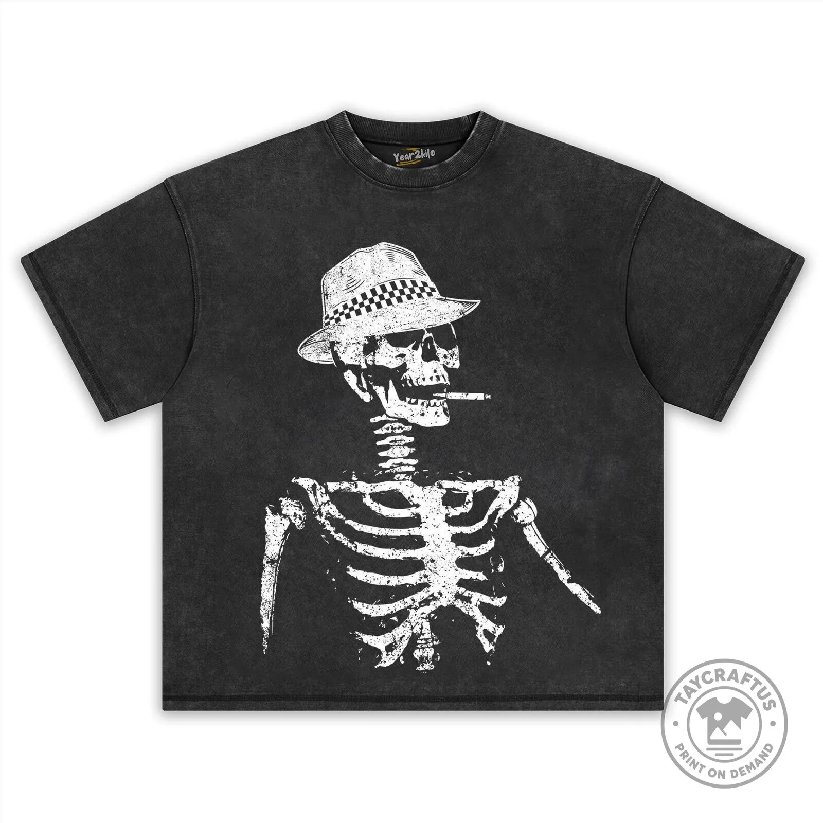 Horrible Skull Skeleton Smoking Cigarette with Hat Graphic Black T-Shirt 8 Horrible Skull Skeleton Smoking Cigarette with Hat Graphic Black T-Shirt