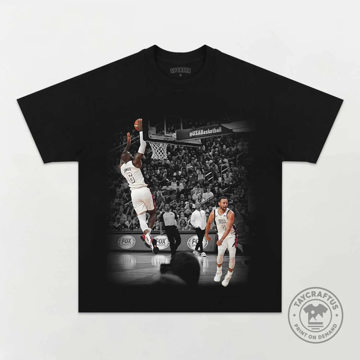 LeBron James and Stephen Curry USA Basketball Black and White T-Shirt 6 LeBron James and Stephen Curry USA Basketball Black and White T-Shirt
