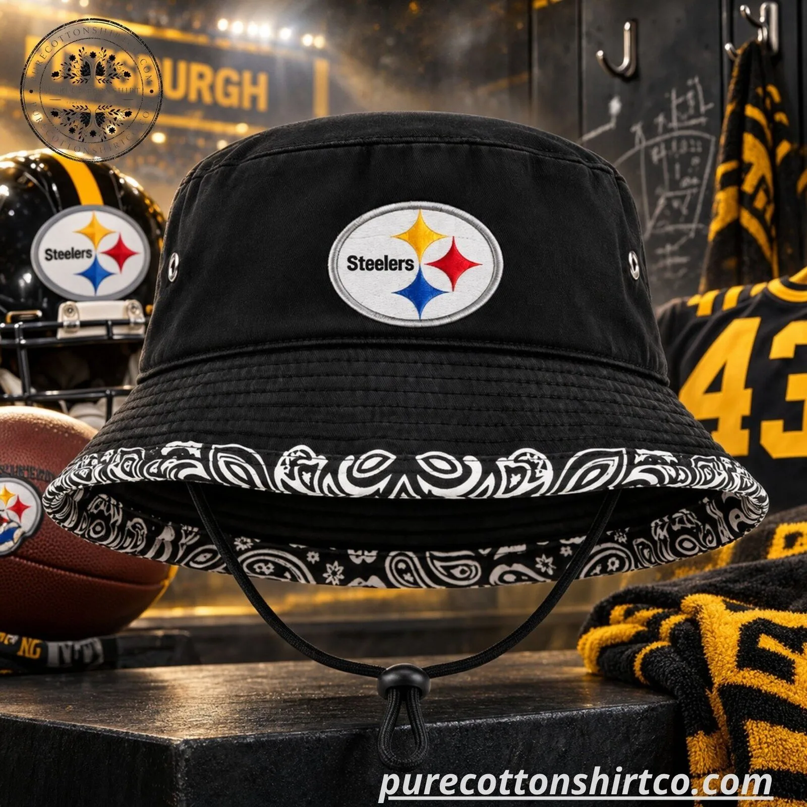 Snoop Dogg Pittsburgh Steelers Bandana Brim Bucket Hat 5 Snoop Dogg Pittsburgh Steelers Bandana Brim Bucket Hat