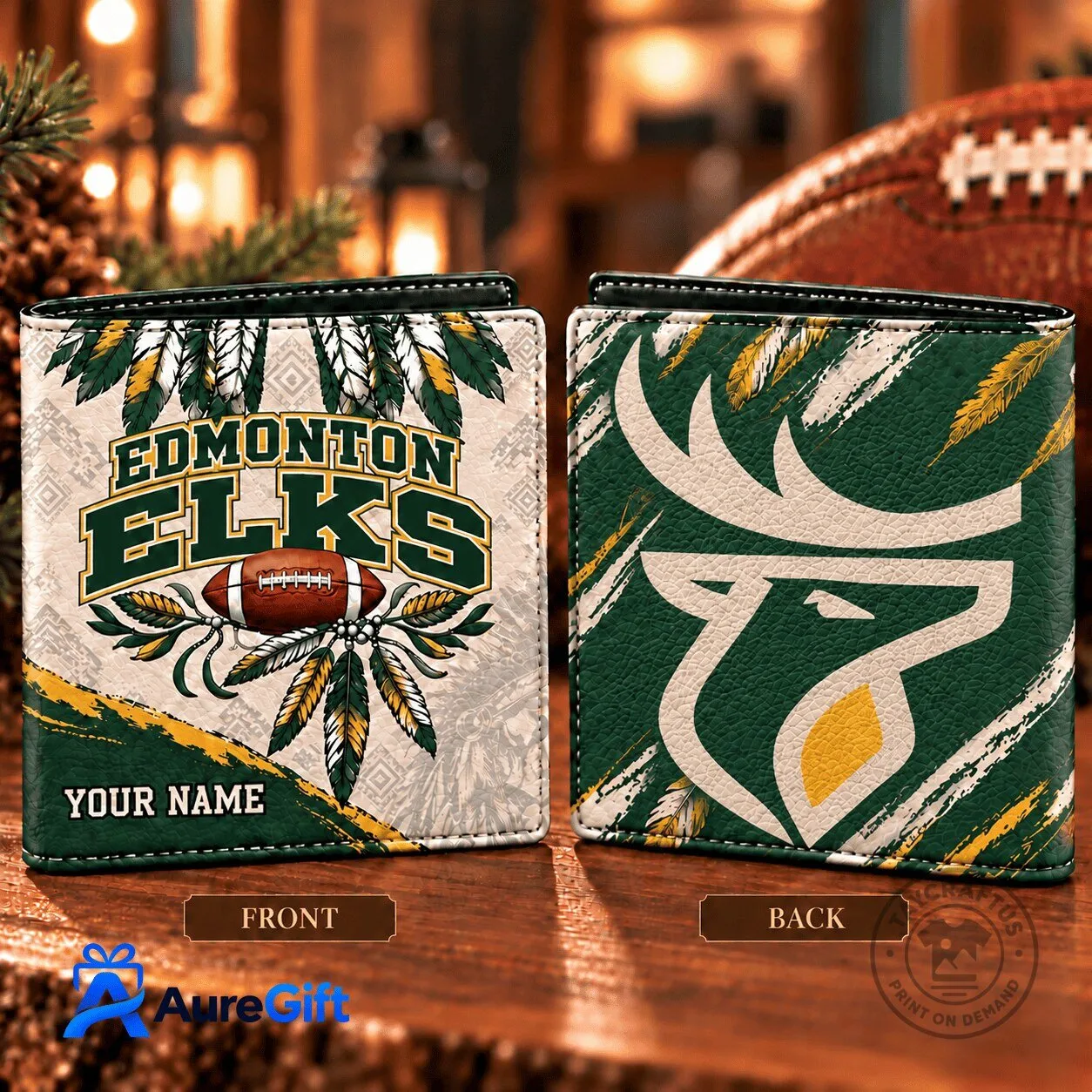 Edmonton Elks Canadian Football League Native Personalized Men's Wallet