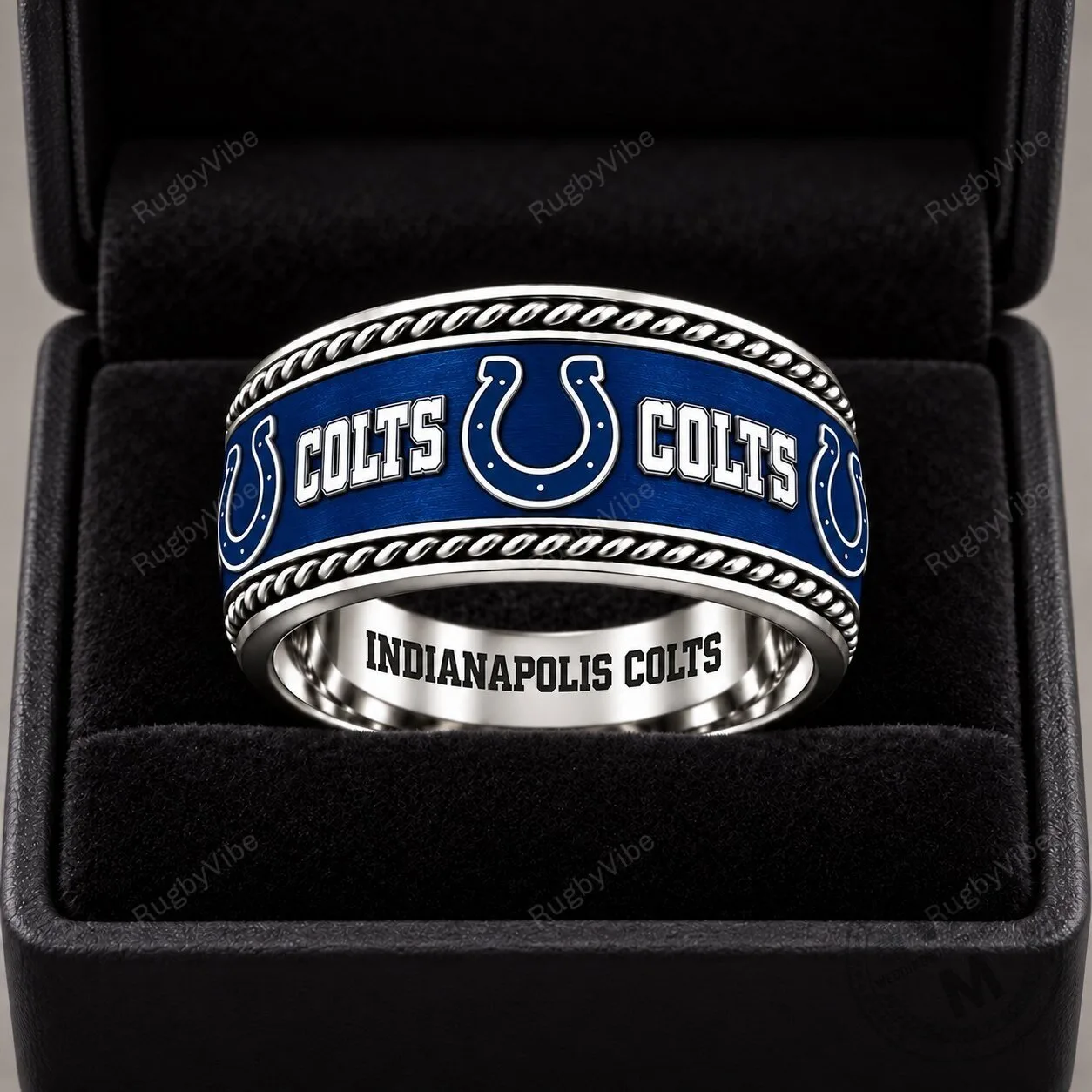 Indianapolis Colts Blue and Silver Team Logo Sports Fan Ring 1 Indianapolis Colts Blue and Silver Team Logo Sports Fan Ring