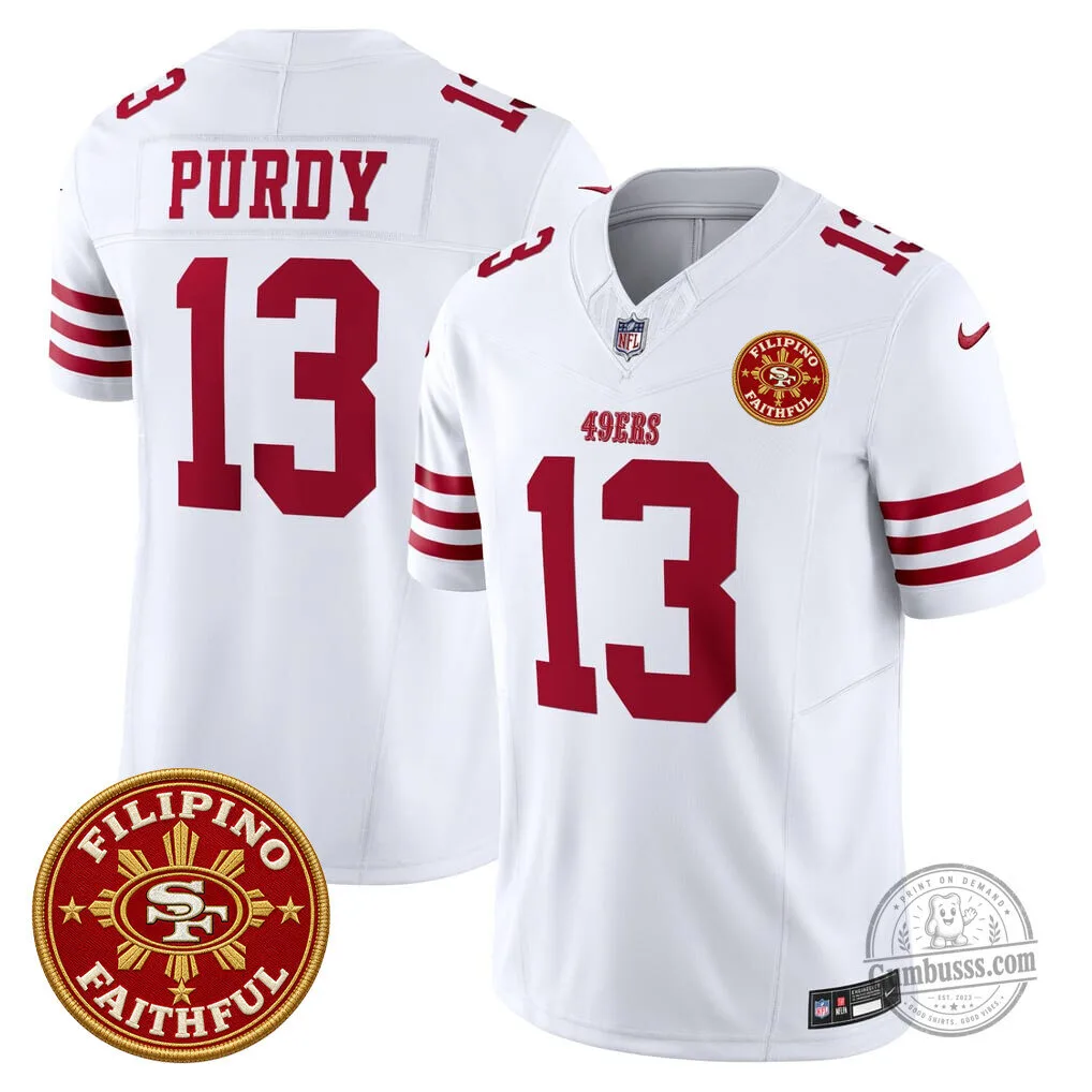 San Francisco 49ers White Football Jersey featuring Brock Purdy for Filipino Faithful Heritage 11 San Francisco 49ers White Football Jersey featuring Brock Purdy for Filipino Faithful Heritage