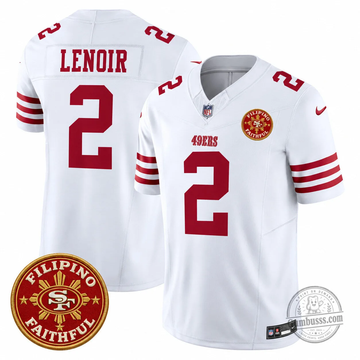 San Francisco 49ers White Football Jersey featuring Brock Purdy for Filipino Faithful Heritage 19 San Francisco 49ers White Football Jersey featuring Brock Purdy for Filipino Faithful Heritage