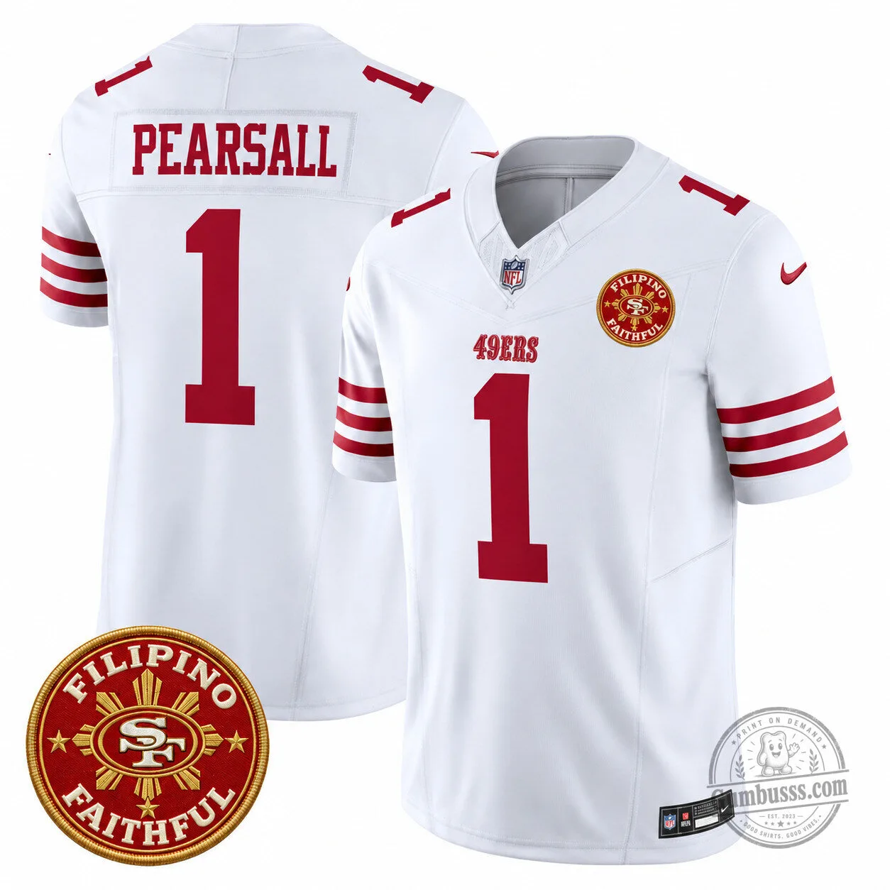 San Francisco 49ers White Football Jersey featuring Brock Purdy for Filipino Faithful Heritage 21 San Francisco 49ers White Football Jersey featuring Brock Purdy for Filipino Faithful Heritage