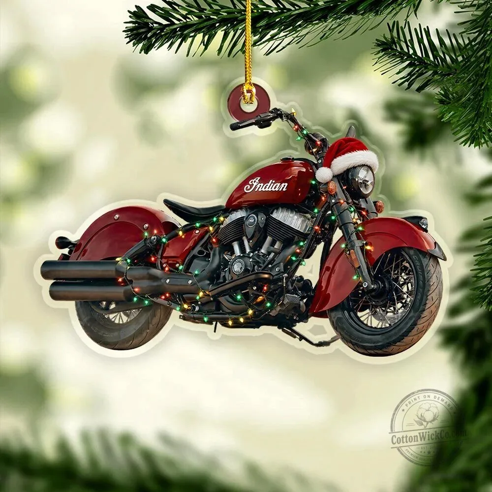 Indian Motorcycle Christmas Ornament, Holiday Motorcycle Tree Decoration