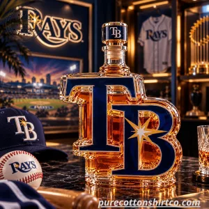 Tampa Bay Rays TB Logo Decanter - Glass Baseball Whiskey Bottle 3 6 4