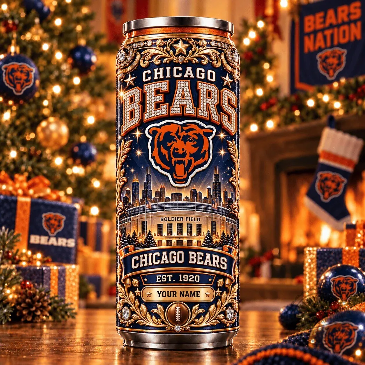 Chicago Bears NFL Football Team Soldier Field Personalized Can Tumbler