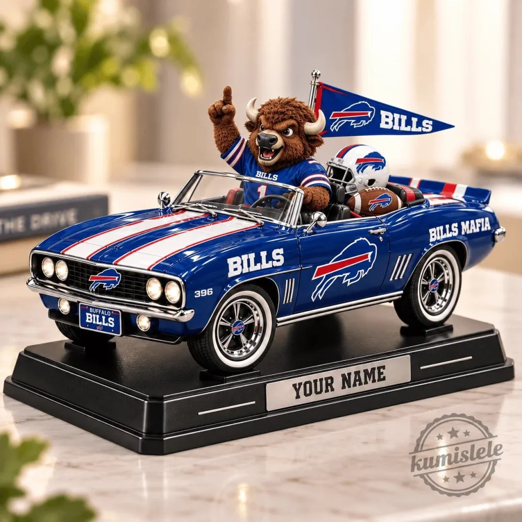 Buffalo Bills Personalized Nameplate Car Figurine with Mascot and Football Helmet Buffalo Bills Personalized Nameplate Car Figurine with Mascot and Football Helmet