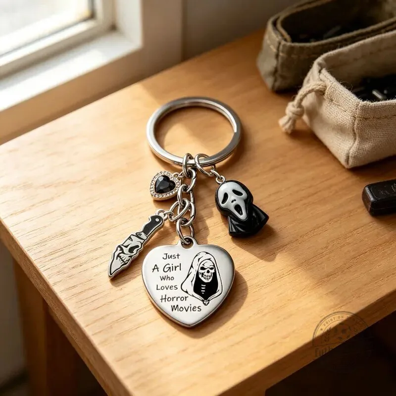 Horror Movies Scream Ghostface Knife Charm Keychain for Women 8 Horror Movies Scream Ghostface Knife Charm Keychain for Women