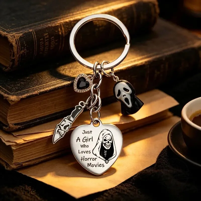 Horror Movies Scream Ghostface Knife Charm Keychain for Women 12 Horror Movies Scream Ghostface Knife Charm Keychain for Women