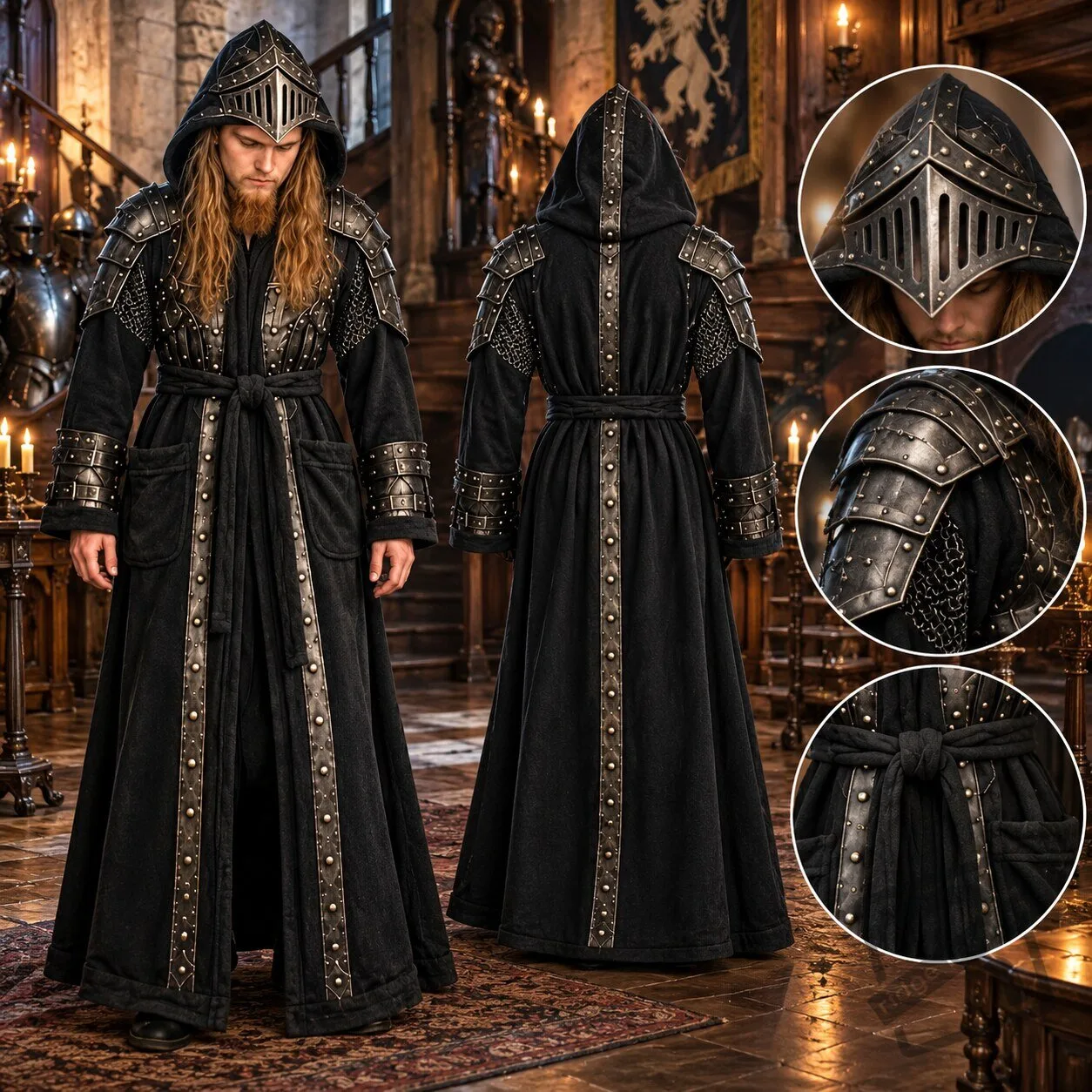 Medieval Knight Hooded Bathrobe Medieval Knight Hooded Bathrobe - Fantasy Loungewear