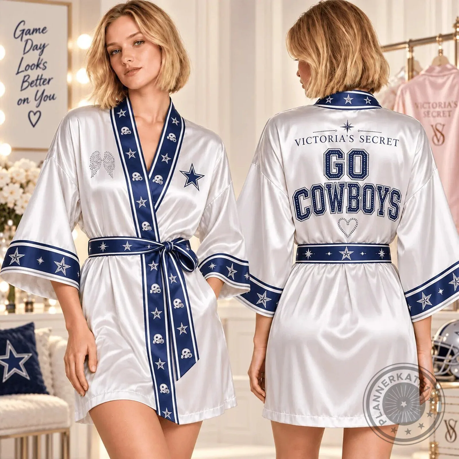 Women’s Satin Robe from Victoria's Secret featuring Dallas Cowboys Design