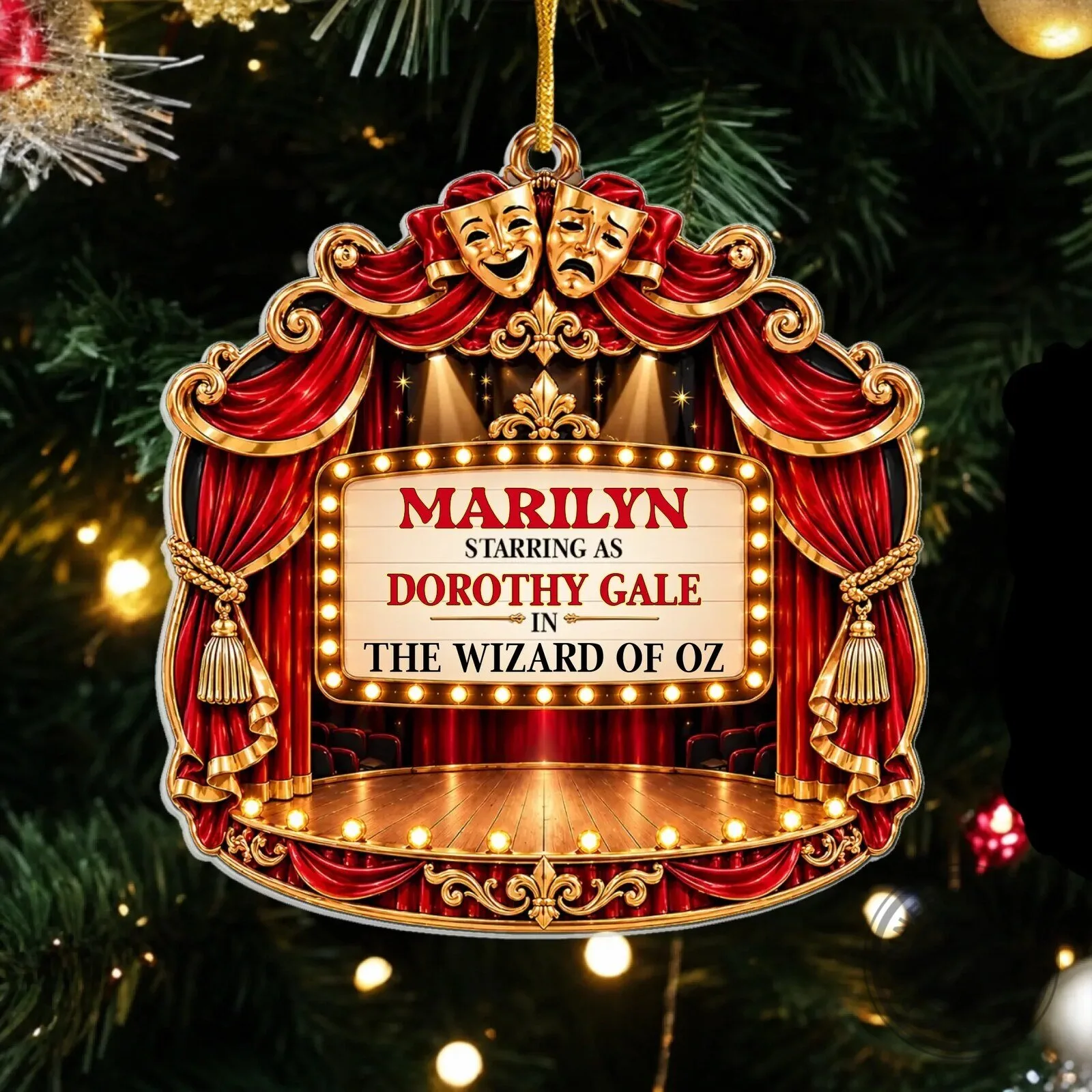 The Wizard of Oz Personalized Theater Marquee Christmas Tree Ornament 8 The Wizard of Oz Personalized Theater Marquee Christmas Tree Ornament