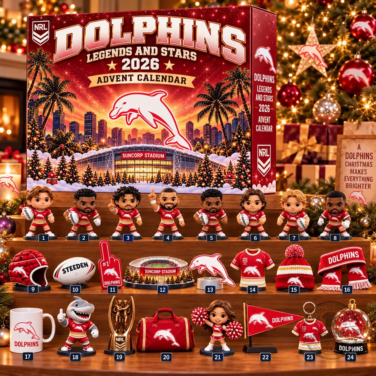 2026 Christmas Advent Calendar featuring Legends and Stars of the National Rugby League Dolphins 2D