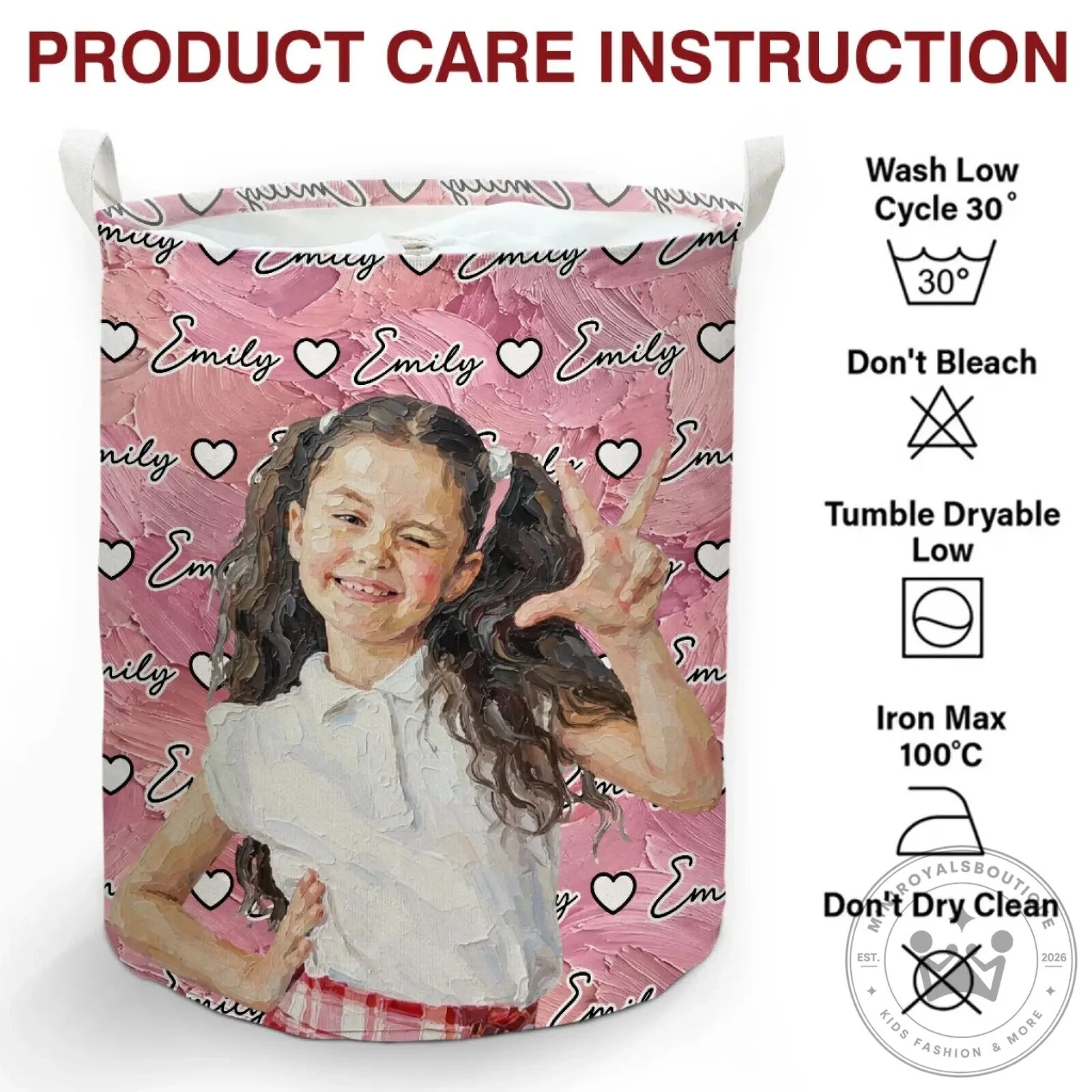 Personalized Child's Photo and Name Custom Toy Storage Basket 16 Personalized Child