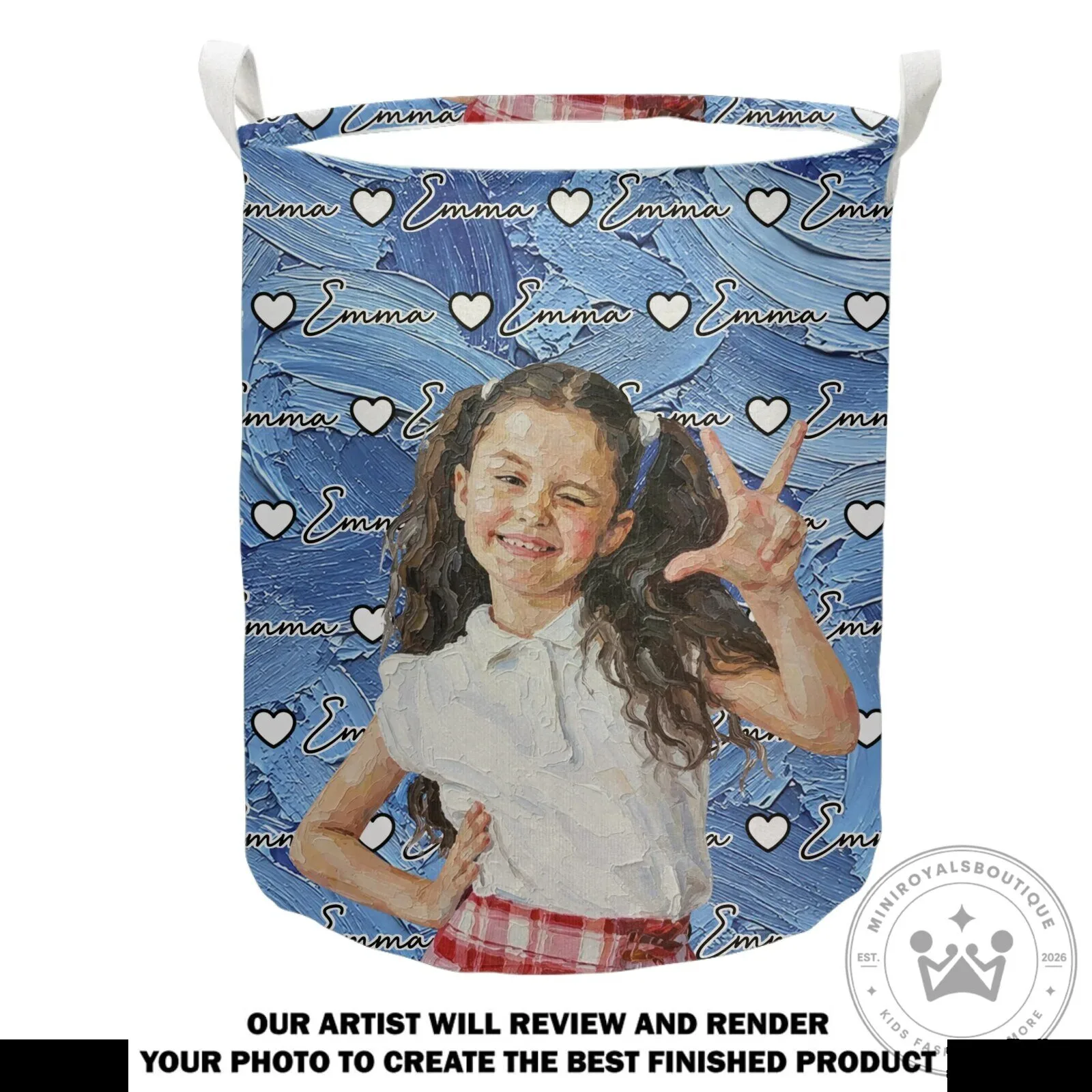 Personalized Child's Photo and Name Custom Toy Storage Basket 19 Personalized Child