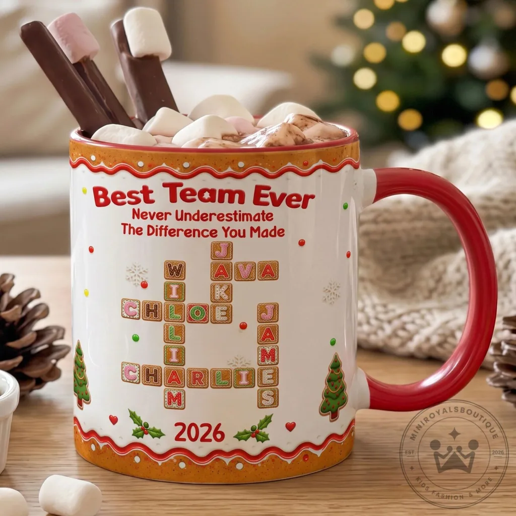 Personalized Best Team Ever Christmas Gingerbread Crossword Mug Personalized Best Team Ever Christmas Gingerbread Crossword Mug
