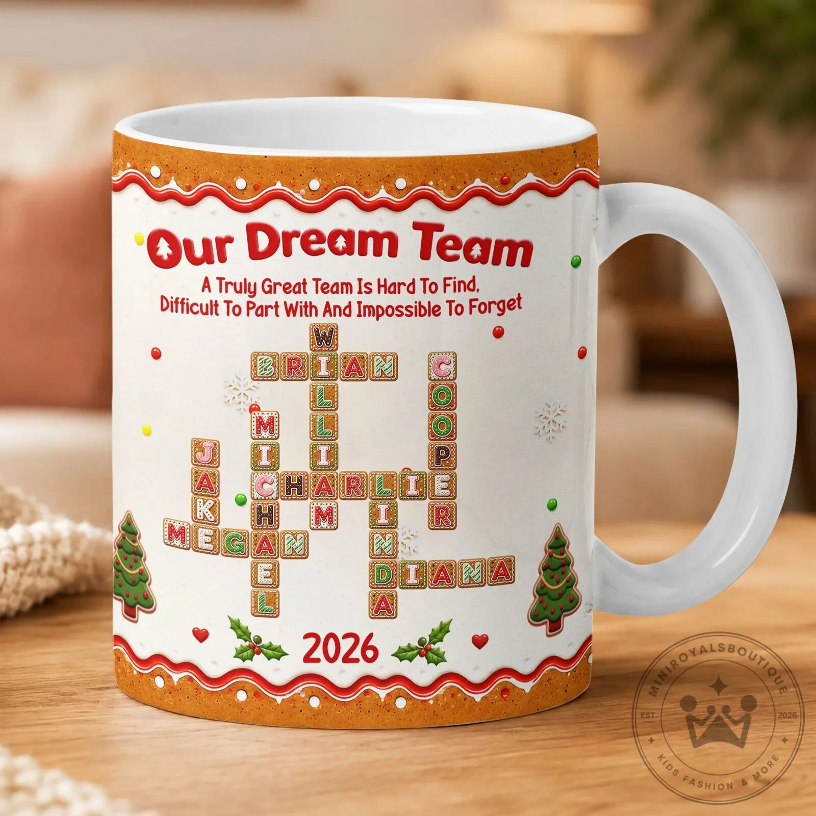 Personalized Best Team Ever Christmas Gingerbread Crossword Mug 12 Personalized Best Team Ever Christmas Gingerbread Crossword Mug
